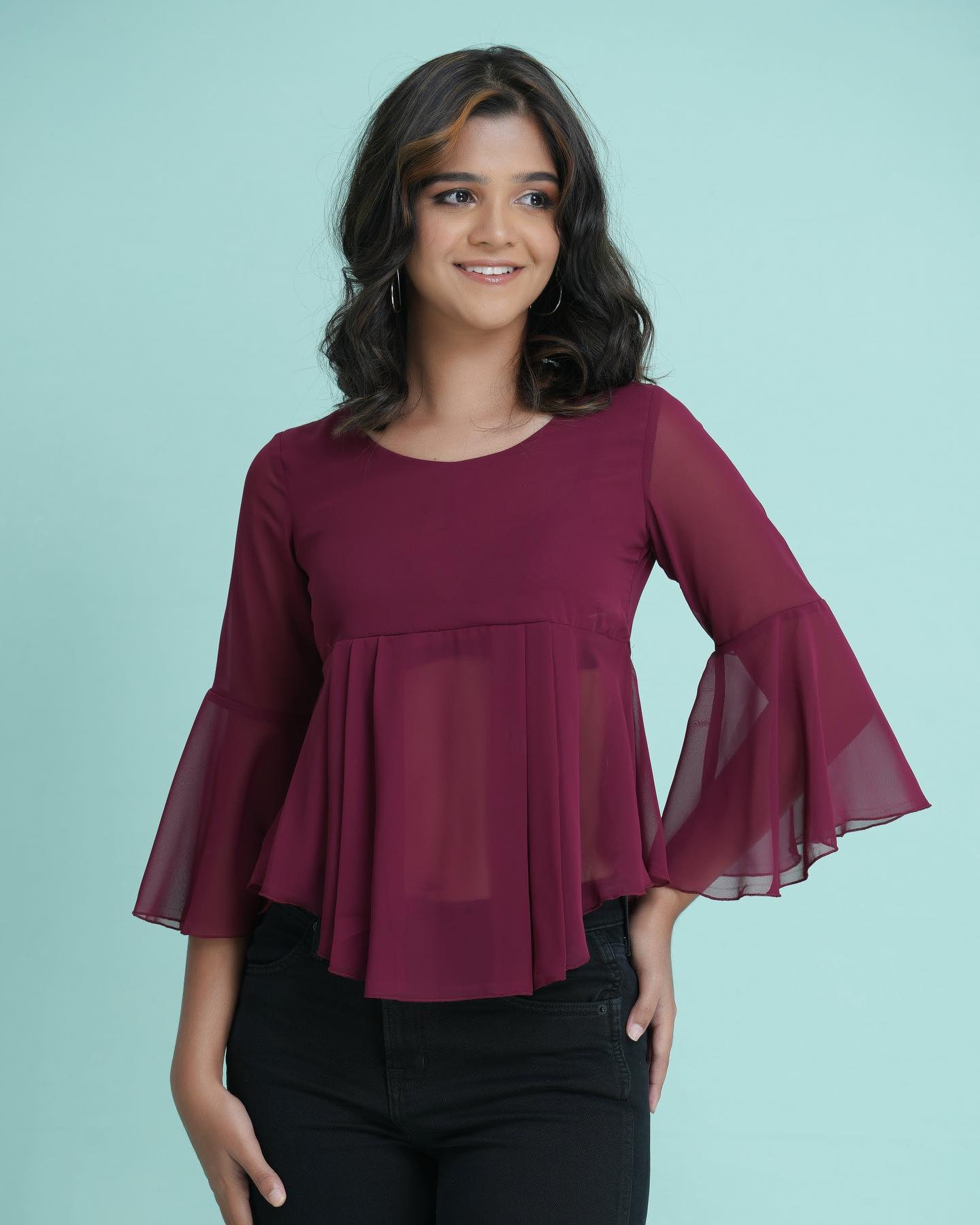 Bell Sleeve Peplum Top