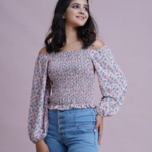 OFF-SHOULDER SMOCK TOP