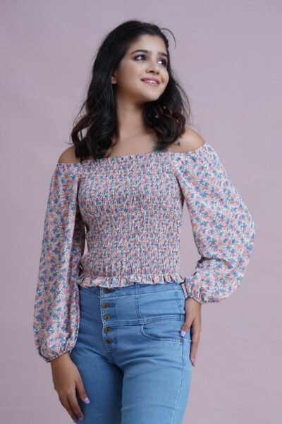 OFF-SHOULDER SMOCK TOP