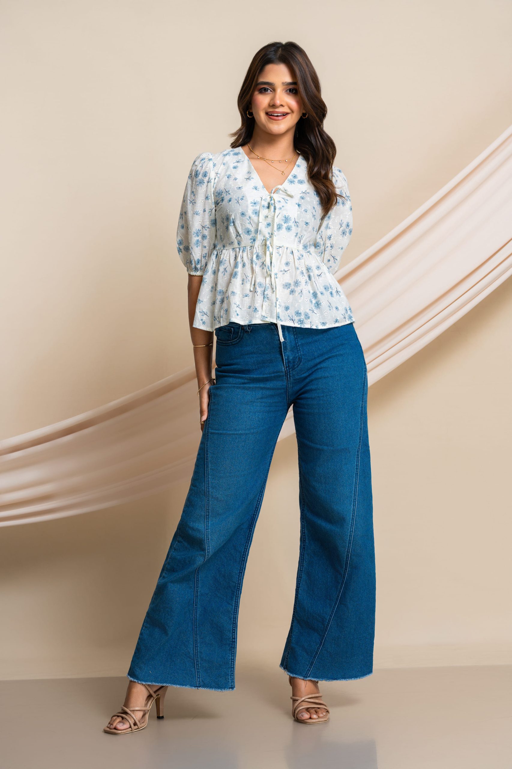 Dandy tie-up peplum top - Image 2