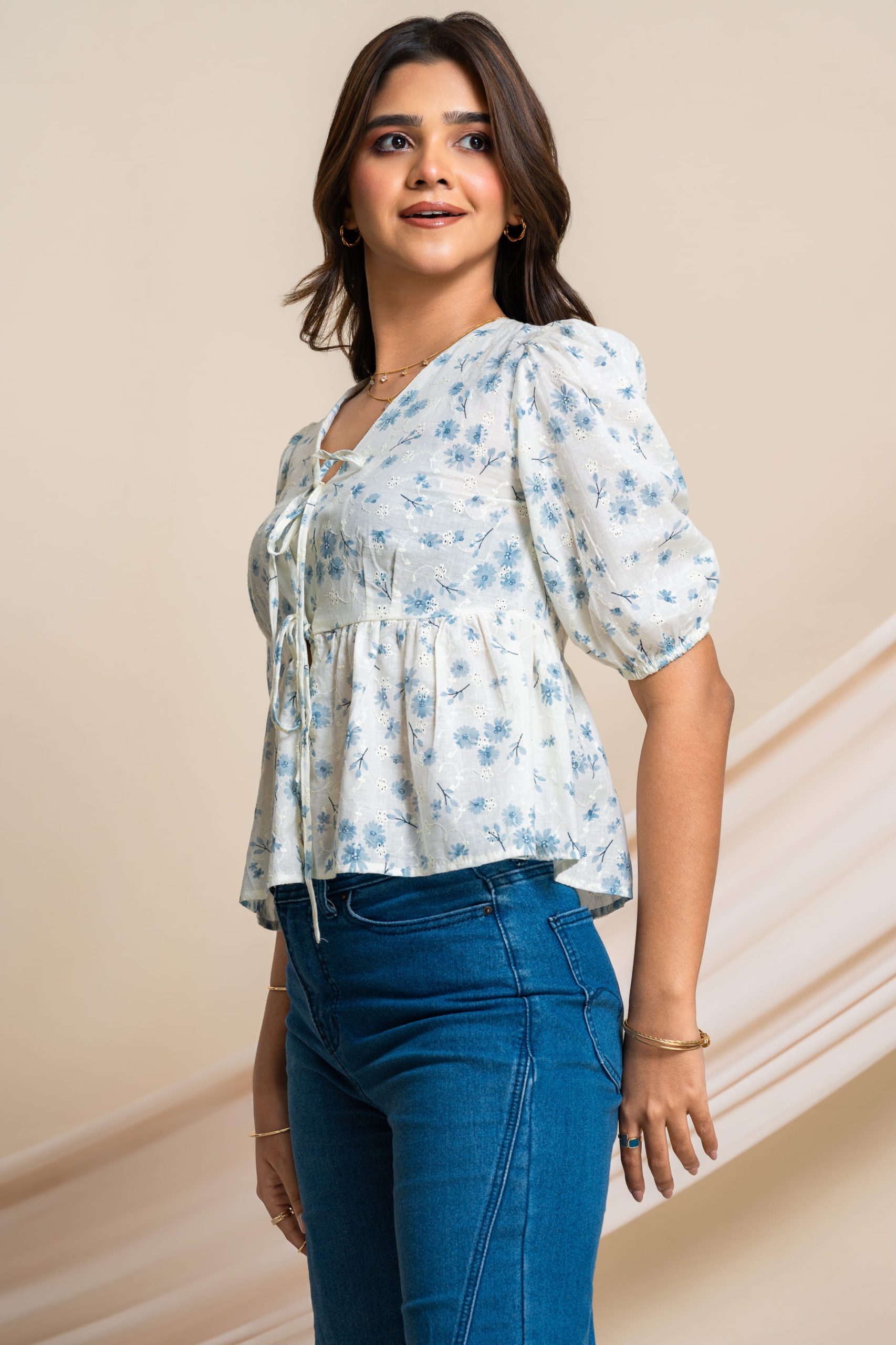 Dandy tie-up peplum top - Image 3