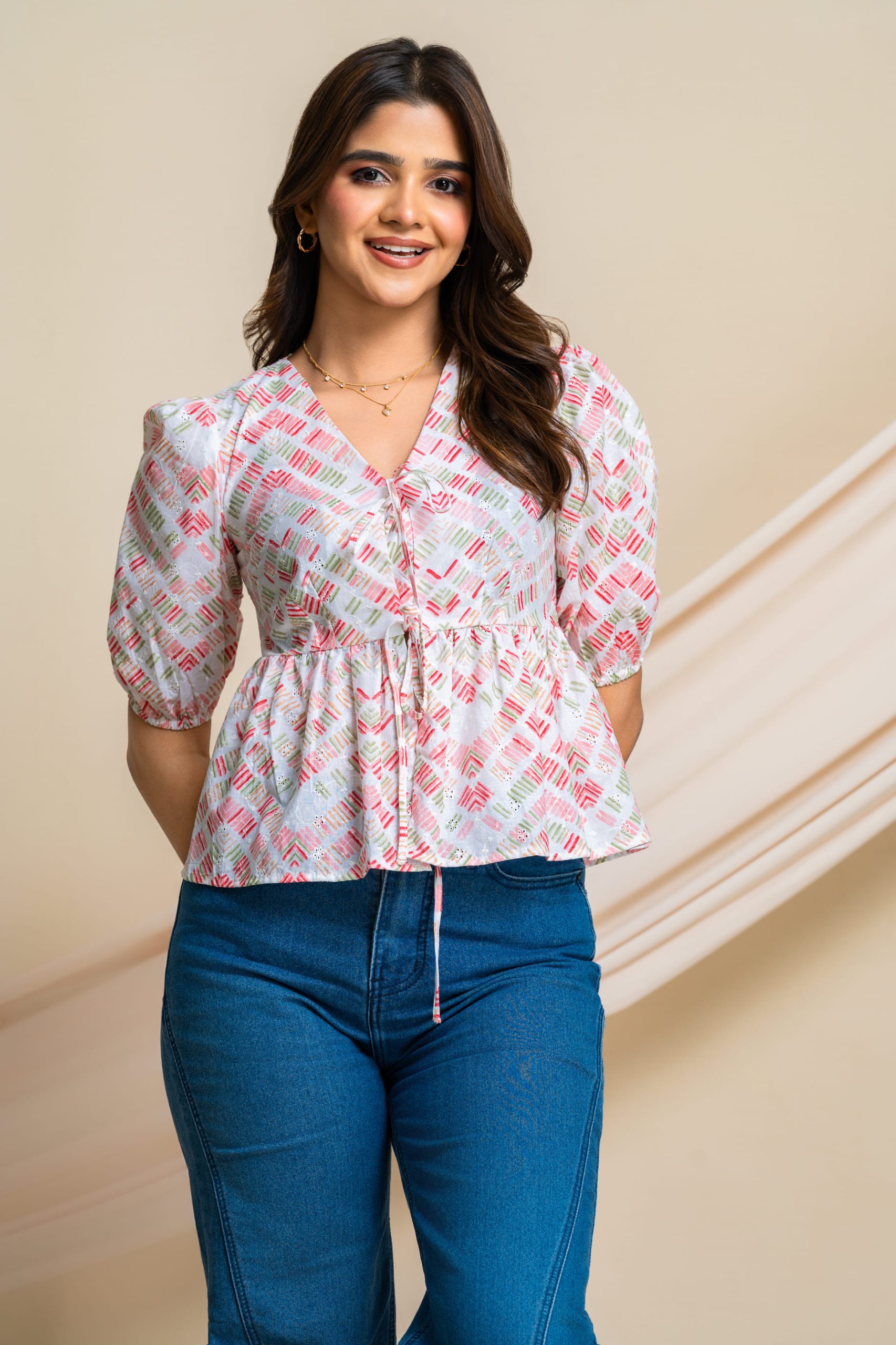 Dandy tie-up peplum top - Image 6