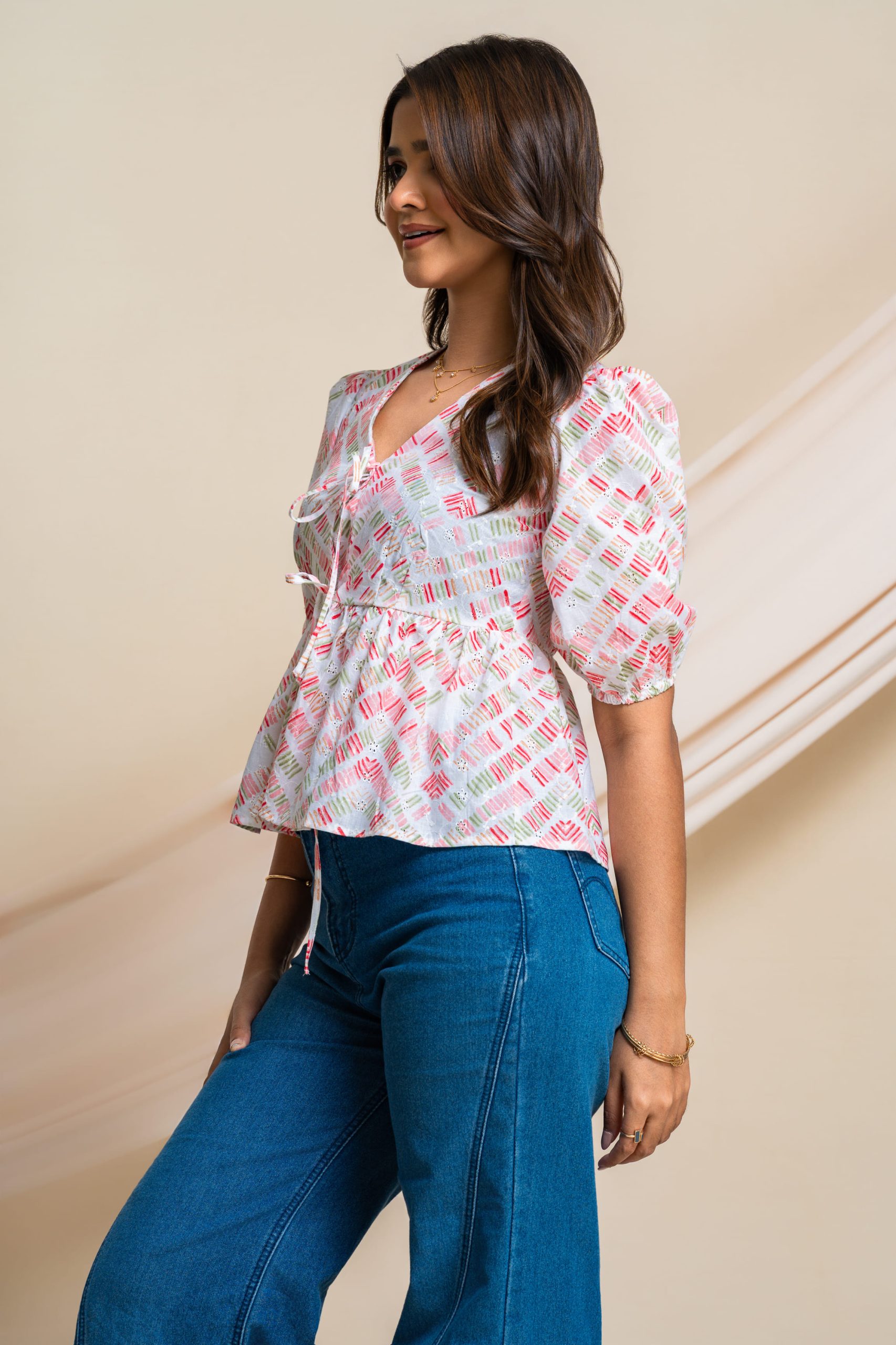 Dandy tie-up peplum top - Image 7