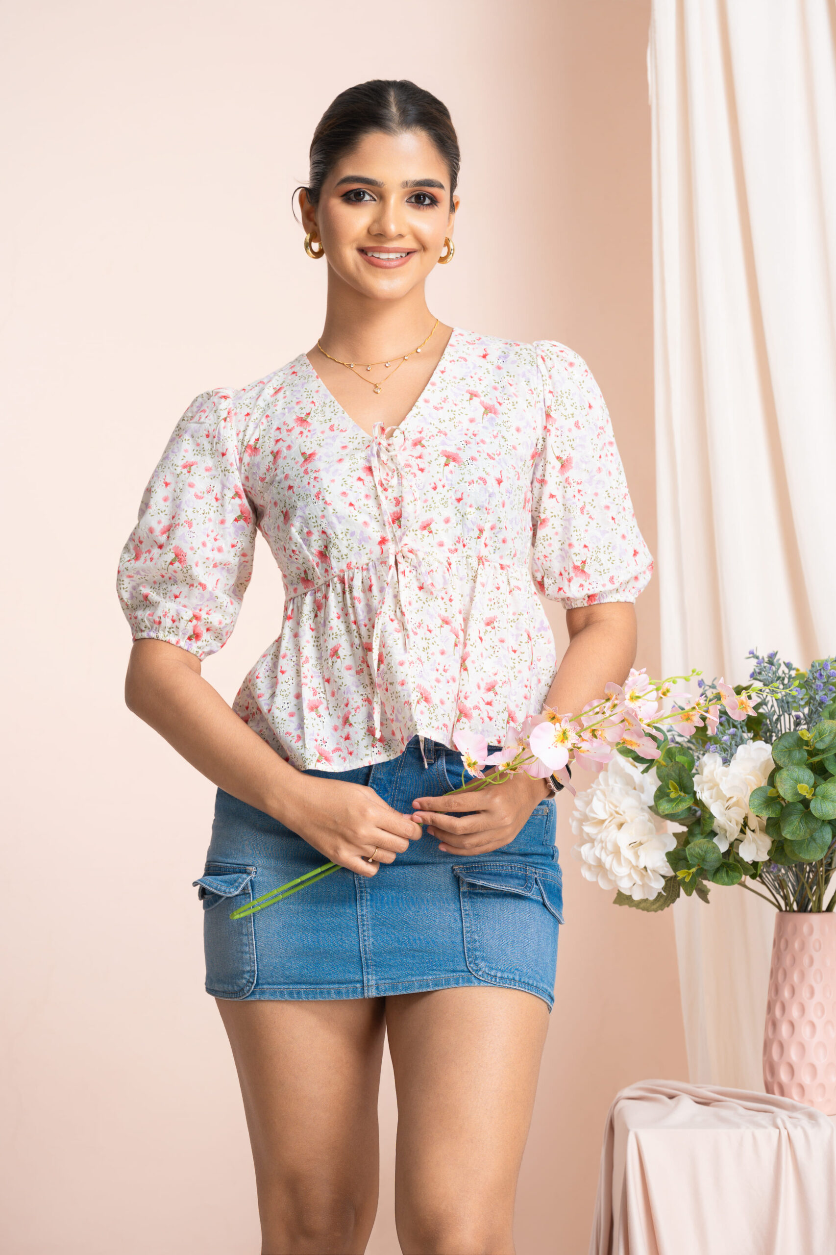 Dandy Peplum Tie-up Top