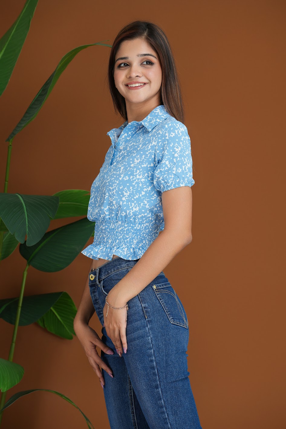 Printed Collar Top - Image 3