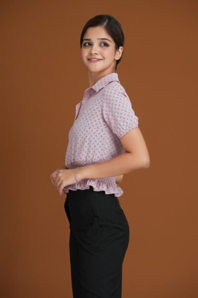 Printed Collar Top