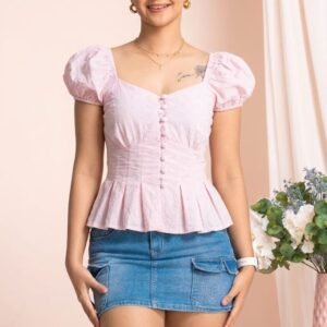 GRACE PLEATED BUTTON DOWN TOP