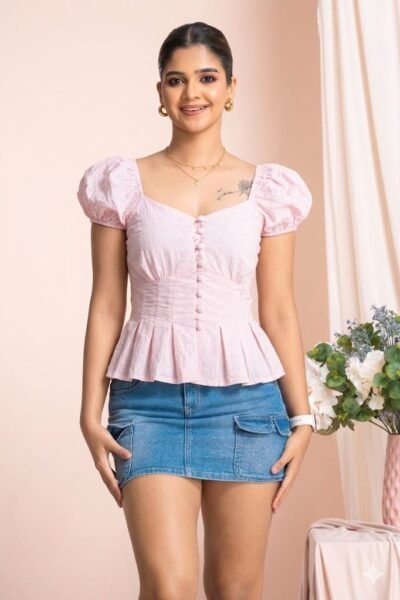 GRACE PLEATED BUTTON DOWN TOP