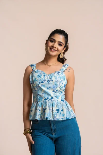 DAAISY BLOOM BUSTIER TOP BLUE LILLY