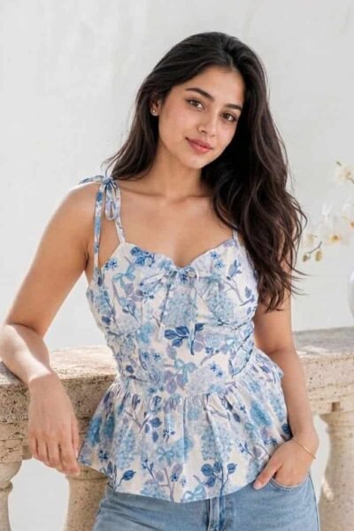 DAISY BLOOM STRAPPY TOP BLUE LILLY