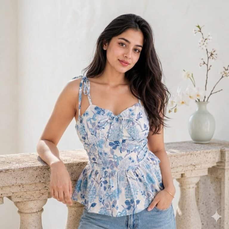DAISY BLOOM STRAPPY TOP BLUE LILLY