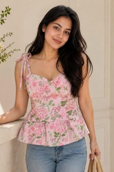DAISY BLOOM STRAPPY TOP ROSE
