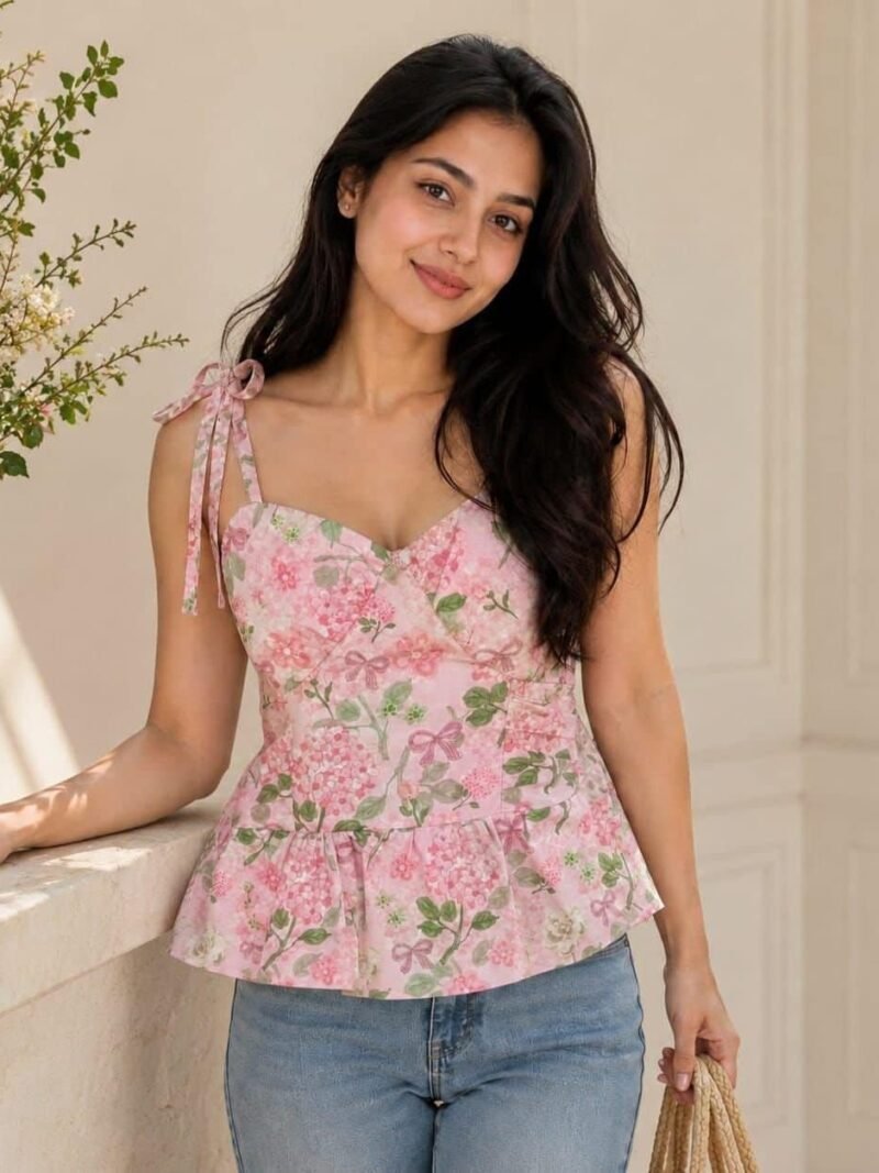 Daisy Bloom Strappy Top Rose
