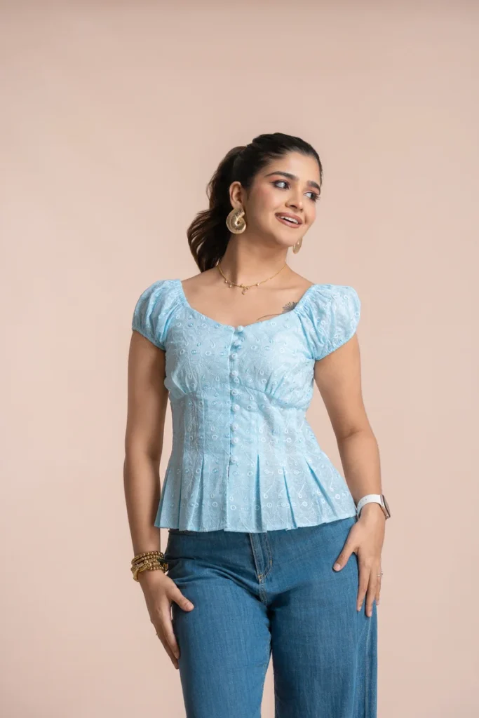 Grace Pleated Button Down Top