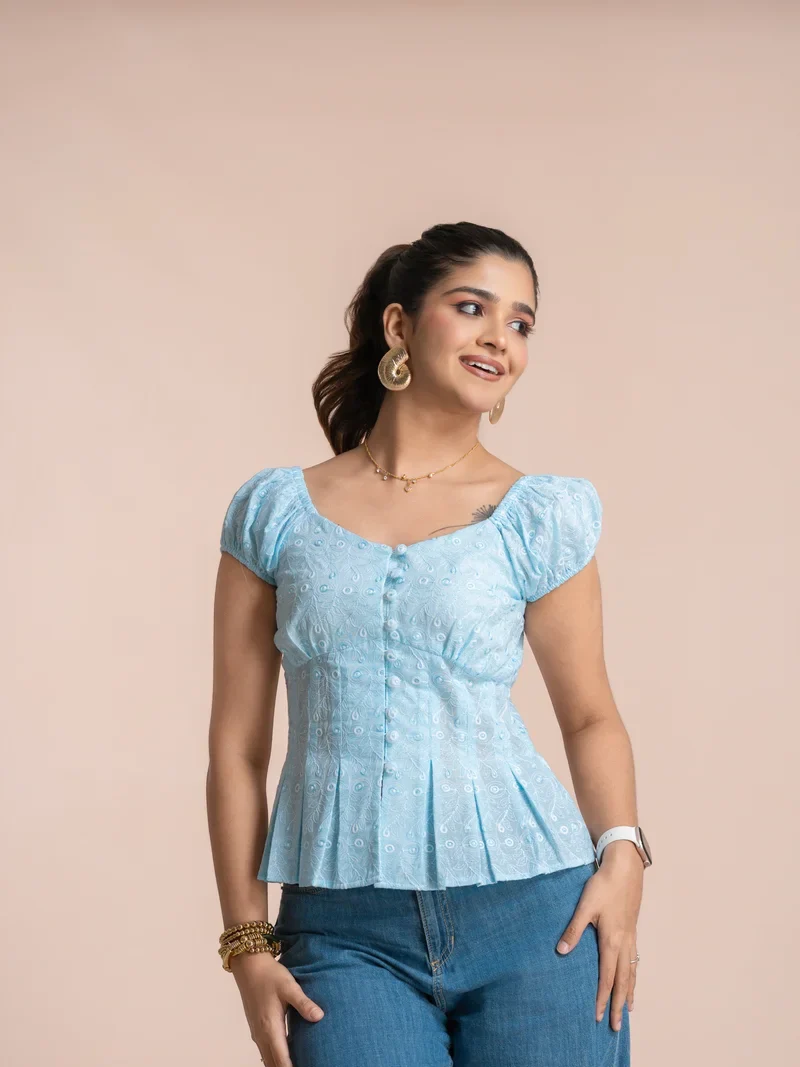 Grace Pleated Button Down Top