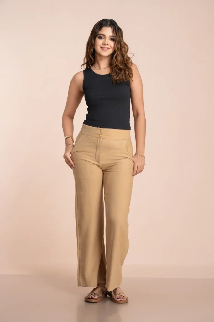 Soft cord pant beige